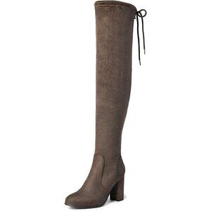 Women's Shoo-khaki Thigh High Over The Knee Rounded Toe Fashion Long Boots